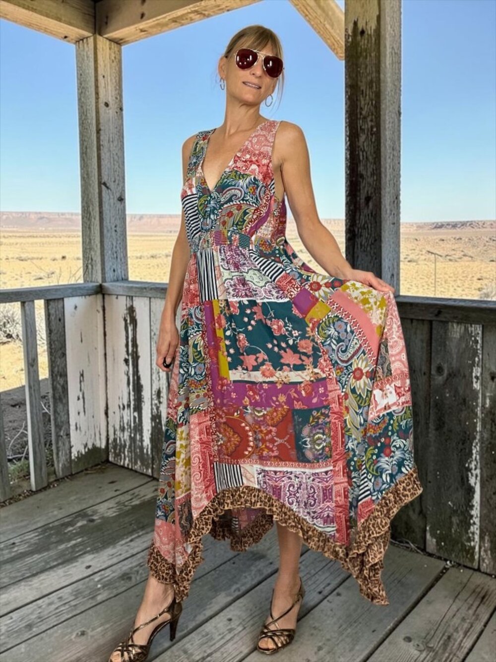 Anthropologie Margaux Sleep Midi Dress M Patchwork Midi